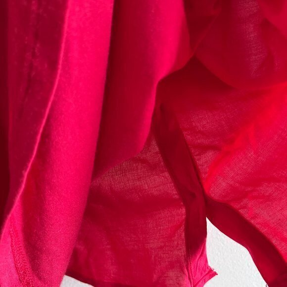 Pleione Women's size S Top  Blouse Red V-neck 3/4 sleeves Button Down Pocket - Picture 5 of 5